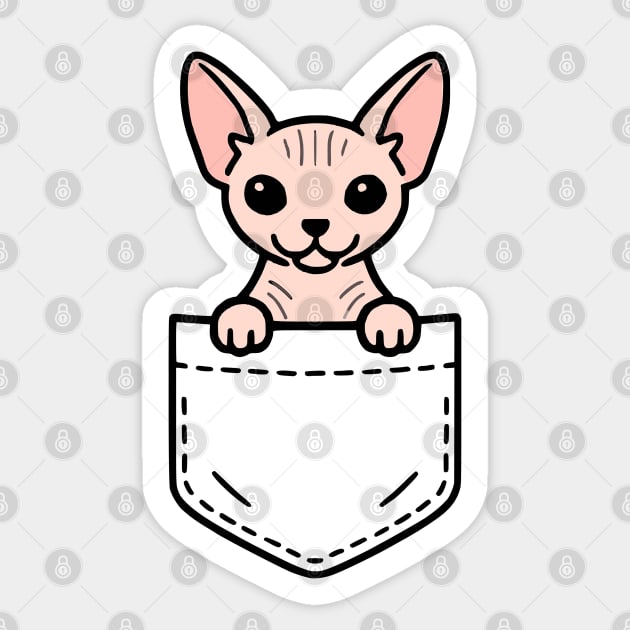 Cute Sphynx Kitten Pocket Pal Funny Hairless Sphynx Cat Sticker by Yesteeyear